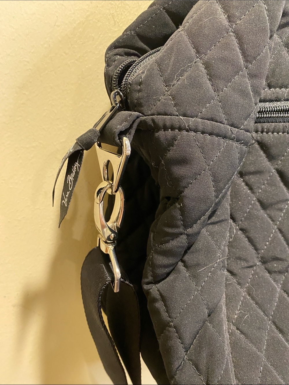 Vera Bradley Quilted Grand Black Travel Tote Bag With Long Strap - Picture 4 of 14